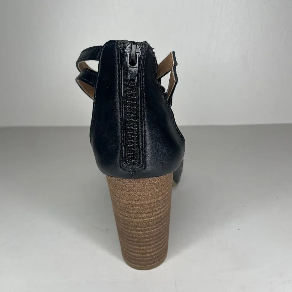 Maurices Jeanie Perforated Block Heel Sandals Black Size 9 Gothic Boho